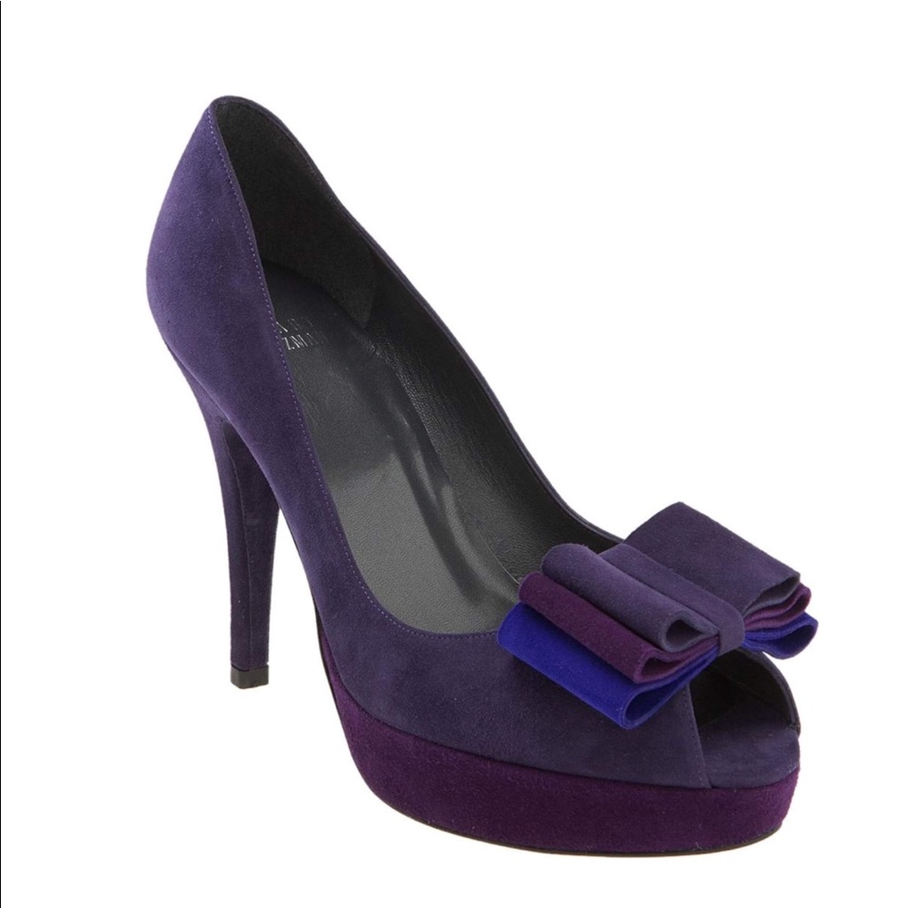 Stuart Weitzman Purple Peep-Toe Heels